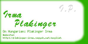 irma plakinger business card